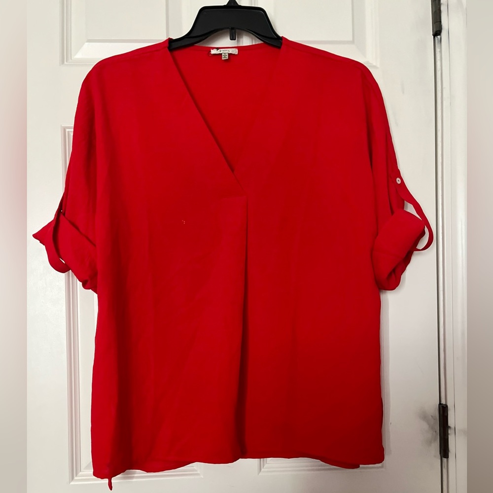 Red V-Neck Top. Size: Small. Never Worn!